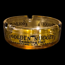 Vintage Golden Nugget Gambling Hall Las Vegas Amber Glass Casino Ashtray picture