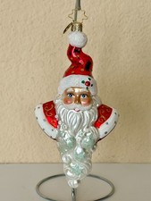 RARE Christopher Radko Santa Head w/ Straight Up Hat Ornament – Excellent Cond picture