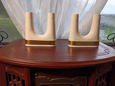 22K Gold Banded Ernest Sohn Rare Double Candlestick Holders True Pair 1950-1960 picture