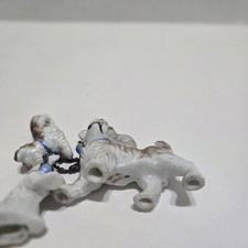 Vintage 1960s Porcelain Dog Family Figurine Mom w/ 2 Puppies on Chain Japan B1 picture