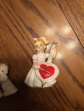 1963 Lefton Valentine Girl & Porcelain Mid Cent Figurines Playing Instruments picture