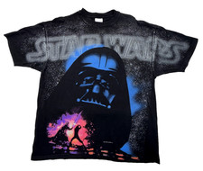 Vintage 1996 Star Wars Darth Vader T Shirt XL Hanes USA Single Stitch Mega Print picture
