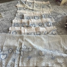 Vintage 1988 Louis Hornick Hearts Flowers Lace Curtains Valances 6 Pc Set picture