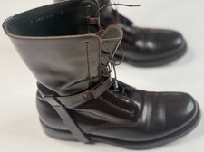 Jil Sander Men's Military Ankle Belt Harness Lace Up Brown Leather Boots Size 8 picture