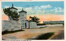 St. Augustine Florida City Gates and Fort Marion Posted VTG Postcard picture