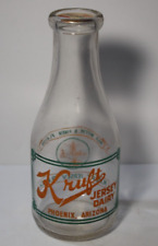 WWII 1940s Vintage Kruft Jersey Dairy Phoenix Arizona MILK BOTTLE Rare Pyroglaze picture