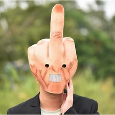 Latex Middle Finger Head Mask, Funny Prank Mask for Halloween Party Cosplay Bar picture