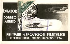 Quito Airplane Exposition Philatelic Fliatelica c1936 Real Photo Postcard bhn picture