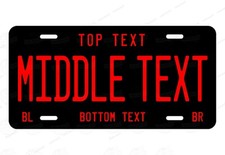 Any State Black and Red Personalized Novelty Car Auto License Plate ATV Bike picture