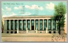 New Public Library Denver Colorado Columned Building DB c1910 Antique Postcard picture