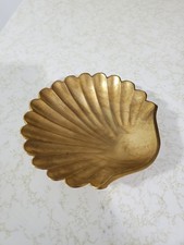 Nice Older Vintage Trinket Dish Clam Shell Brass Very Sturdy 5