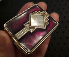 LANVIN CHARLES OF THE RITZ Mini Compact Solid Perfume Red Silver Enamel Empty picture