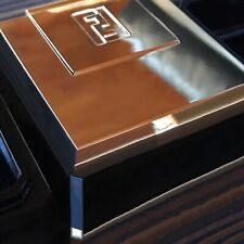 FENDI Authentic Solid Black Glass 3 Tier Stack Box Gold Tone Cover Jewelry Case picture