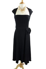 Women's Plus size 1950 Vintage Design Belted Bow Classic Black Party Dress picture