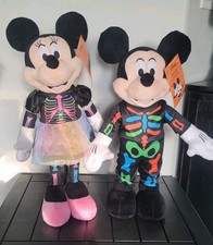 NWT Disney Halloween Mickey & Minnie Neon Skeleton Porch Greeter Set 🎃 picture