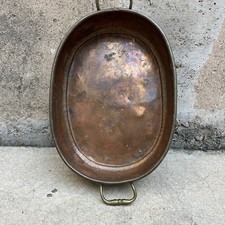 Antique Hand Hammered Copper Oval Roasting Pan 16