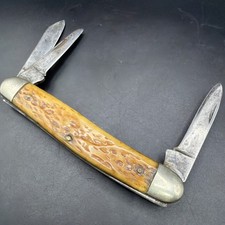 Vintage Kutmaster Utica NY USA 3 Blade Premium Stockman Work Pocket Knife picture
