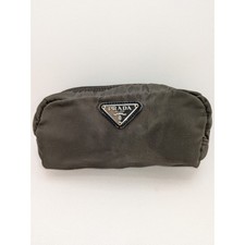 PRADA Pouch Tessuto Green Nylon Khaki Authentic Zip Bag picture