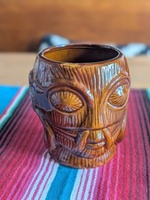 VTG Collectible Bora Bora Head Hunter TIKI Mug Brown DW546. 1980s Polynesian Mug picture