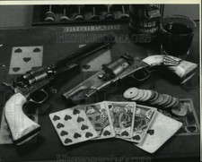 Press Photo Elaborately engraved 1863 and 1860 Colt guns, Reno, Nevada picture
