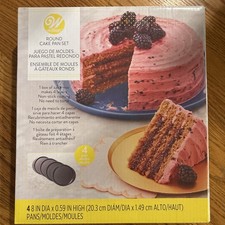 Wilton Round Layer Cake Pan Set, 8” diameter, set of 4. Non stick. NEW in box picture