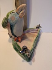 Vintage WhimsiClay 1997 Colorful Bird Figurine with Tray, By Amy Lacombe  picture
