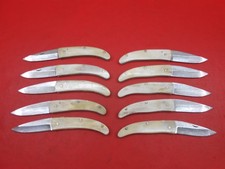 Custom Handmade 10 Pcs Pattern Damascus Pocket knife With Leather Sheath C98 picture