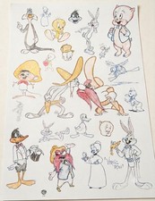 Virgil Ross Signed Looney Tunes Character Model Sheet Litho - Warner Bros. 1997 picture