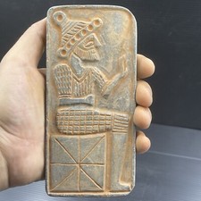 Ancient Near Eastern Stone Sassanian King Depicting Intaglio Large Tablet Rare picture