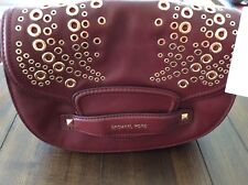NWT Michael Kors Cary Medium Grommeted Leather Saddle Bag ~OXBLOOD picture