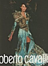 ROBERTO CAVALLI vintage magazine print ad from 2001 blue coat with fur trim picture