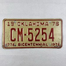 Vintage 1976 Oklahoma License Plate CM-5254 Bicentennial picture