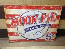 Moon Pie Eat Mo 5 Cents Metal Sign Tin Vintage Garage Bar Decor Old Rustic picture