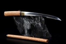 Japanese Tanto (short Katana) clay-tempered Hamon, Samurai Sword Wakizashi picture