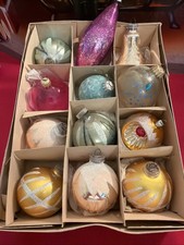 Set Of 12 Vintage Mismatched Christmas Ornaments West Germany Glass picture