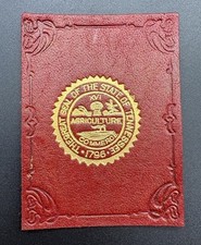 c1910 L23 Tennessee Great State Seal Tobacco Leather 2x2.5 Red Gold Antique picture