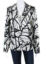 Escada Women's Silk Long Sleeve Button Down Abstract print Blouse White Size 36 picture