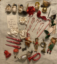 ANTIQUE VINTAGE LOT CHRISTMAS DECORATIONS  RARE ITEMS NEED REPAIR picture