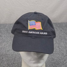 North American Airlines Hat Charcoal USA Flag Defunct Aviation Collector Cap picture