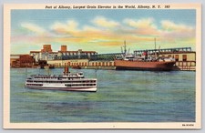 Albany New York NY Port of Albany Grain Elevator Postcard 1939 picture