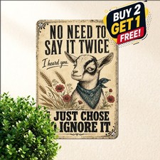 I Ignored You Just Fine Pig Humor Tin Sign Funny Farmhouse Kitchen Metal Art picture