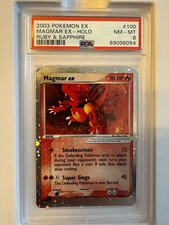 Pokemon TCG Magmar ex 100/109 EX Ruby & Sapphire PSA 8 Holo Eng 2003  picture