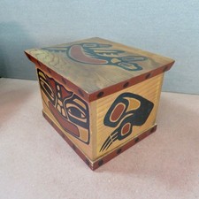 Vintage Pacific Northwest Coast Style Painted Cedar Art Box picture