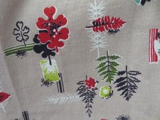 AMAZING Vintage 1950's MCM Sputnik Cotton Barkcloth fabric Cocoa PINK Background picture