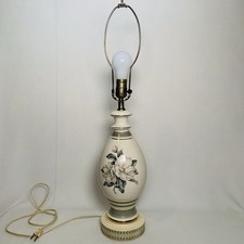 Hand painted Cottagecore 1940’s Magnolia  floral  table lamp 27.5 Inches picture