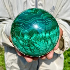 3.52LB Rare Natural Malachite quartz hand Carved sphere Crystal Healing picture