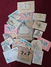 Vintage 1930's - 40's Wedding Bridal Shower Gift Cards Lot of 19 picture