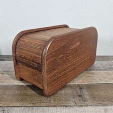 Vintage Teak  Wood Kalmar  Mid-century Modern Cassette Roll-top Storage Box Desk picture