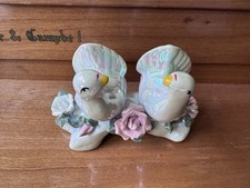 Vintage Pair Of Porcelain Iridescent Lovebirds Figurine picture