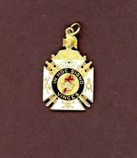 10K Knights Templar Freemasonry Masonic In Hoc Signo Vinces Watch Fob Charm picture
